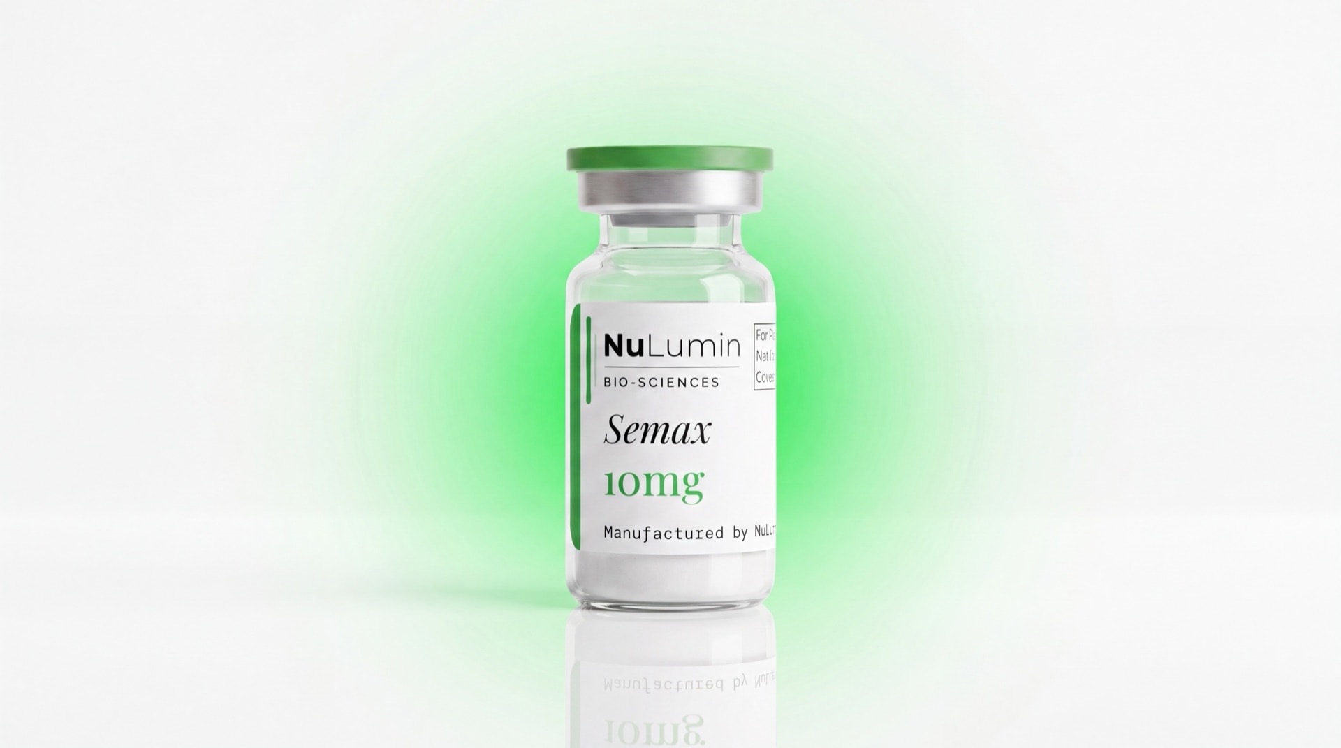 A NuLumin vial photographed under laboratory light.