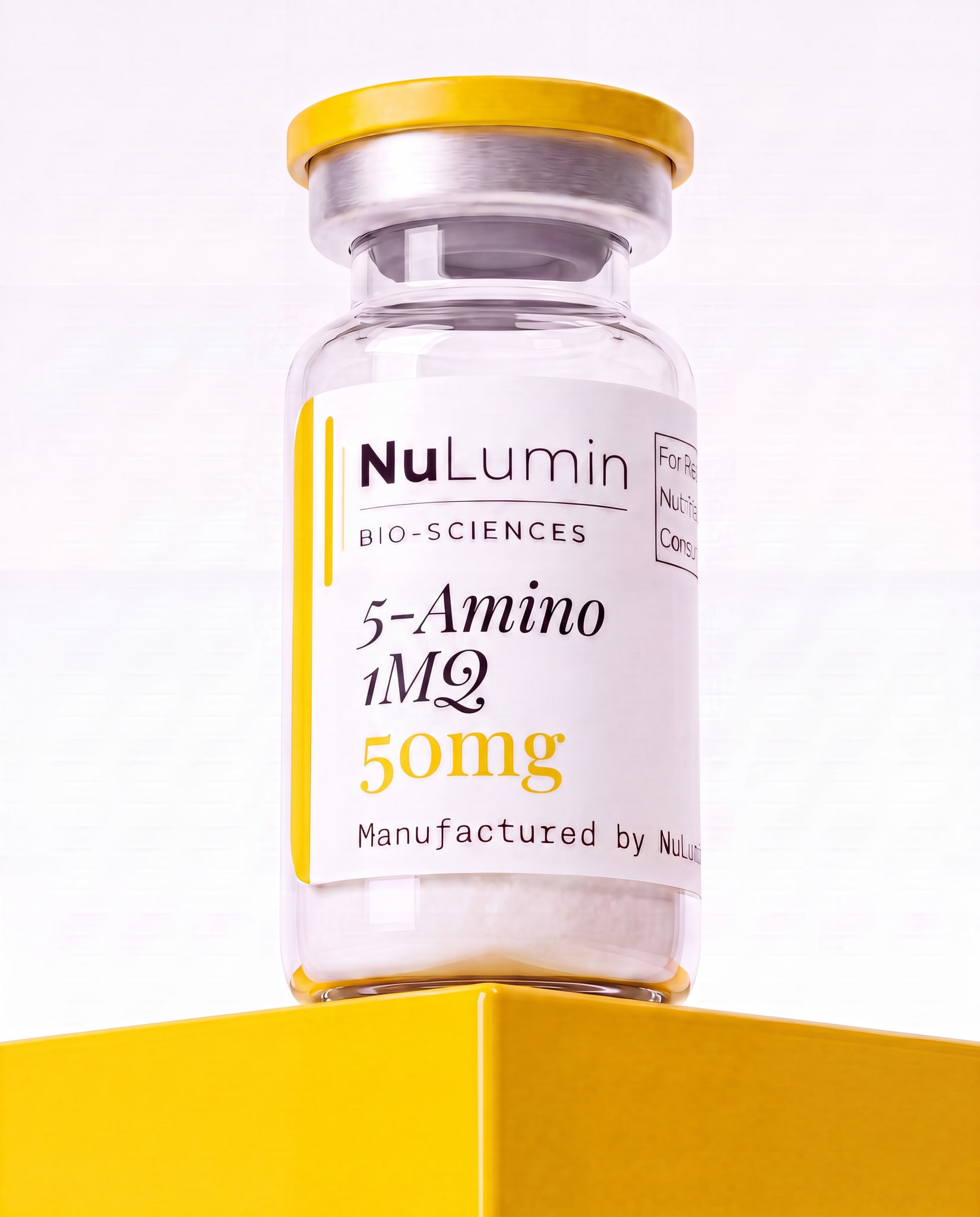 5-Amino 1MQ 50mg lyophilized research vial, NuLumin Bio-Sciences research material