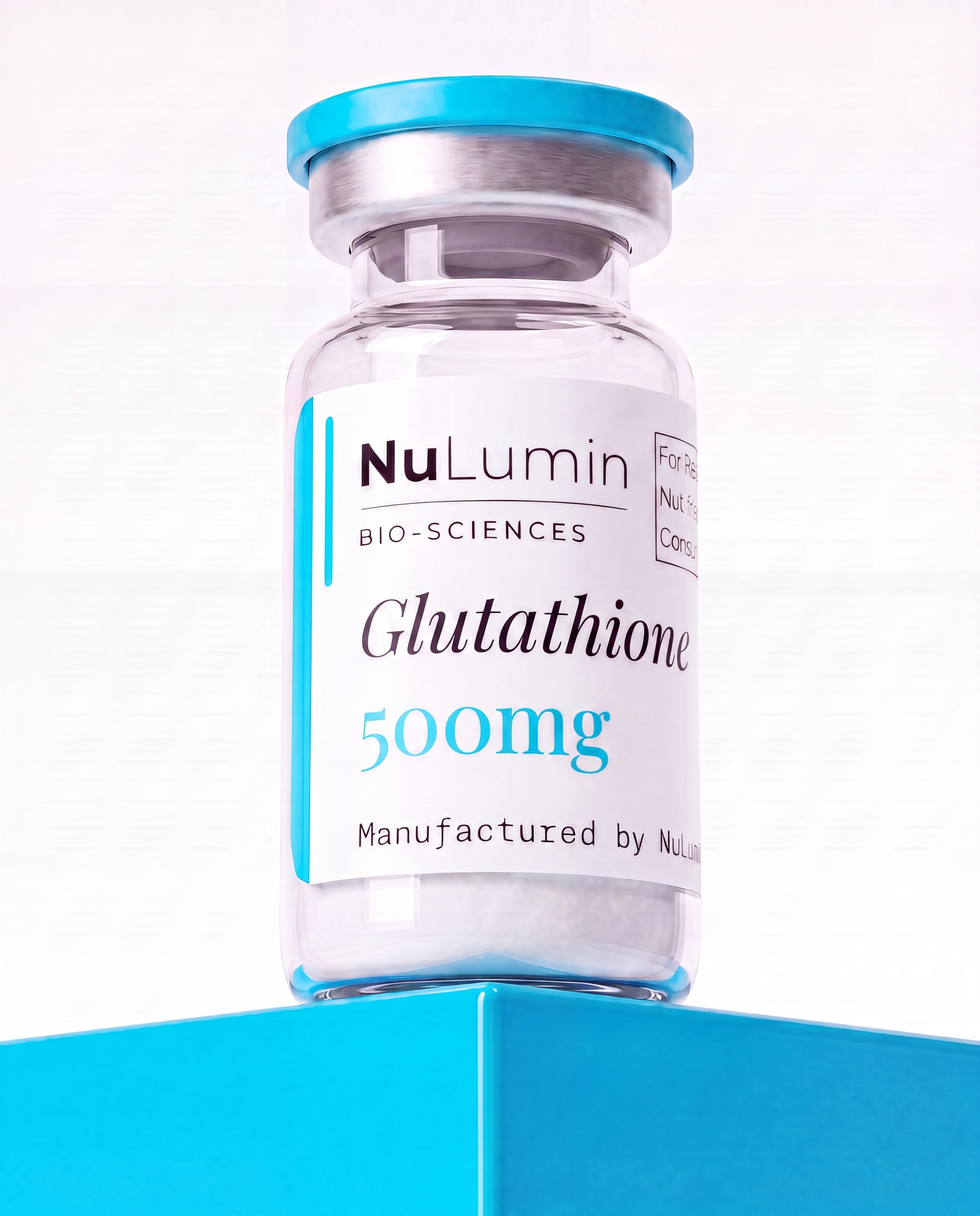 Glutathione 500mg lyophilized research vial, NuLumin Bio-Sciences research material