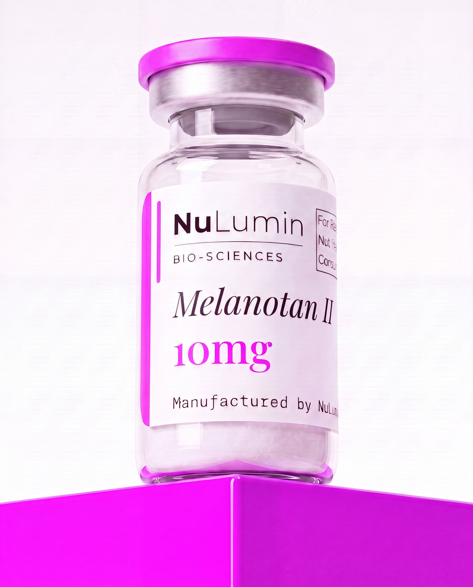 Melanotan II 10mg lyophilized research vial, NuLumin Bio-Sciences research material