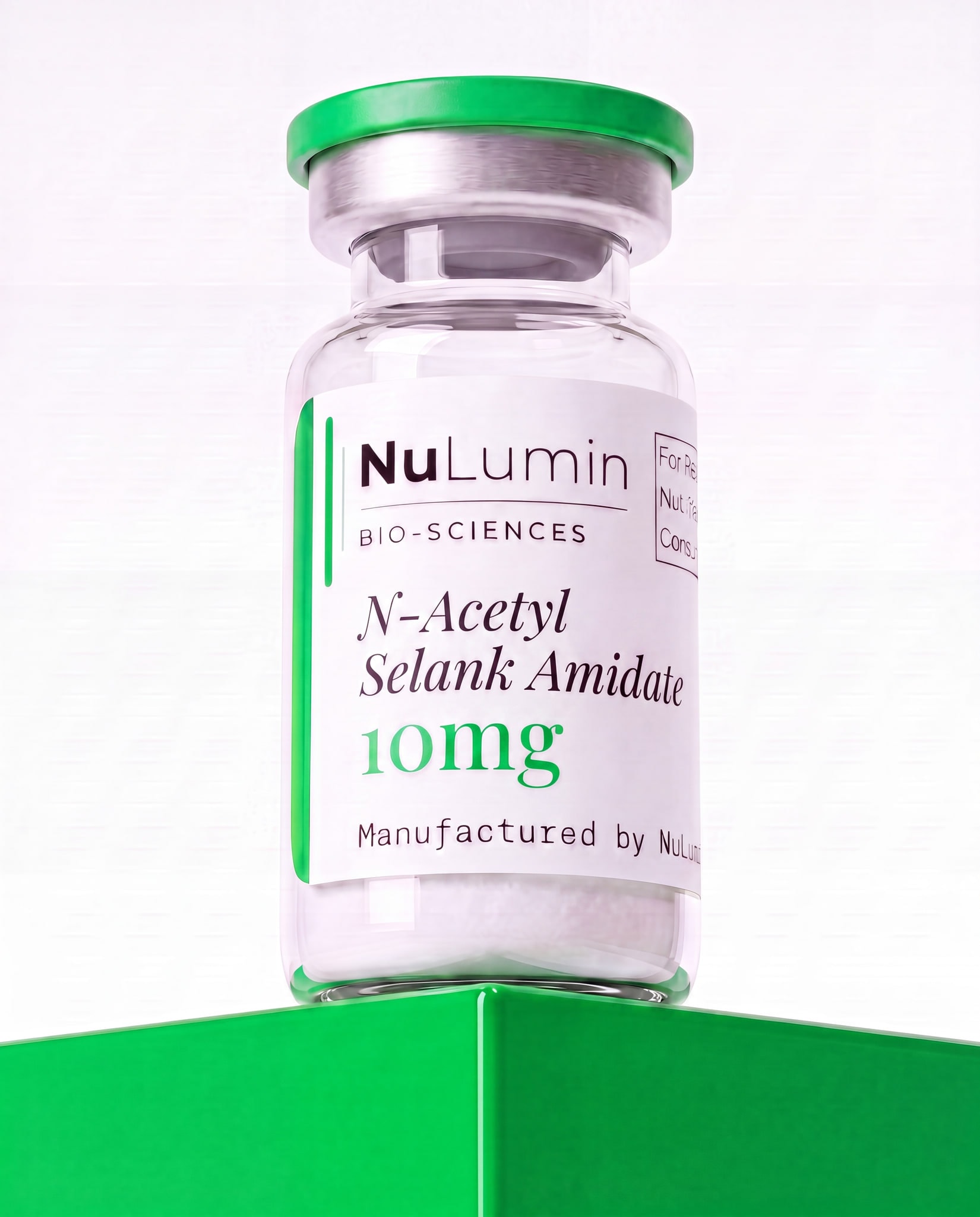 N-Acetyl Selank Amidate 10mg lyophilized research vial, NuLumin Bio-Sciences research material