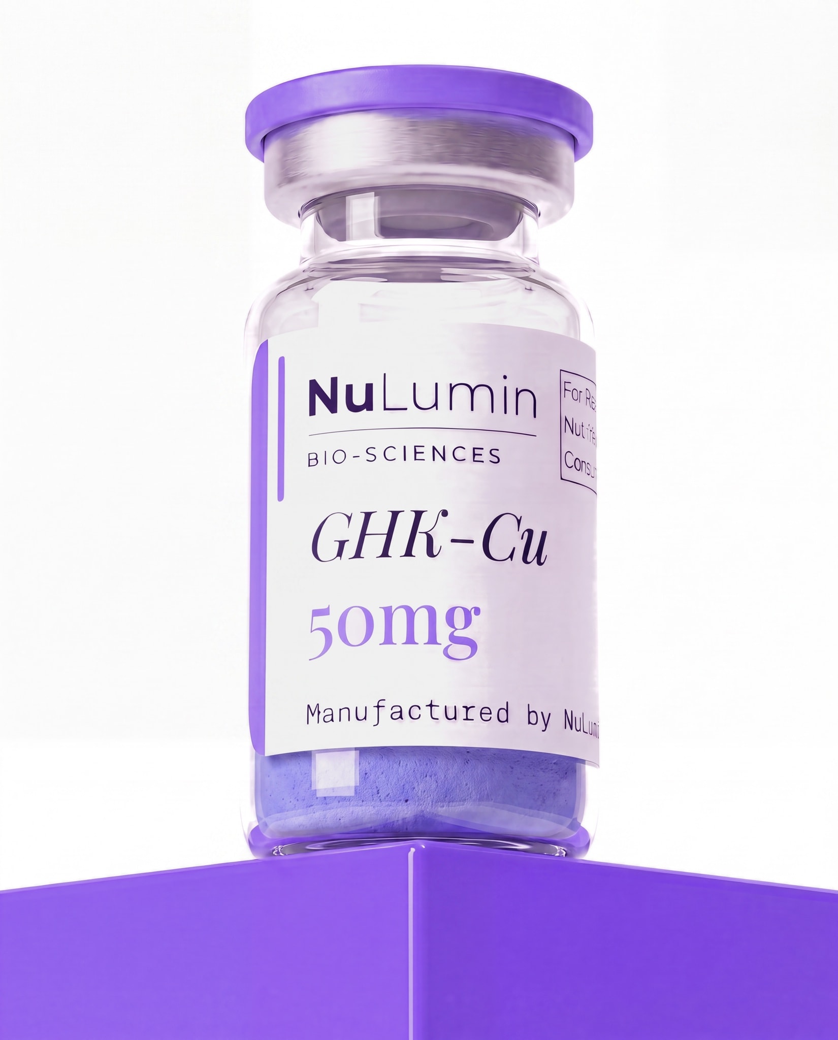 GHK-Cu 50mg lyophilized research vial, NuLumin Bio-Sciences research material
